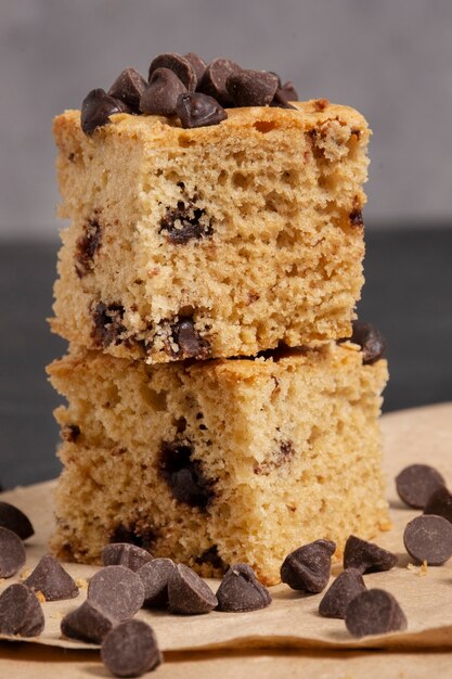 Photo délicieux gâteaux aux pépites de chocolat