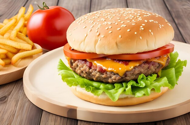 délicieux hamburger avec sur la table