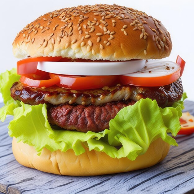 délicieux hamburger à la viande avec fromage et salade