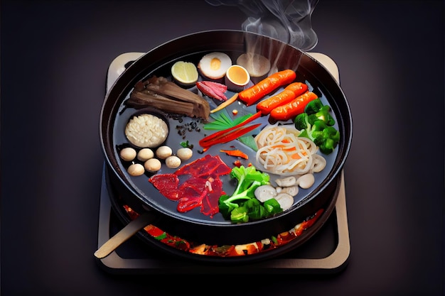 Délicieux Hot Pot chinois dans l'assiette sur la table