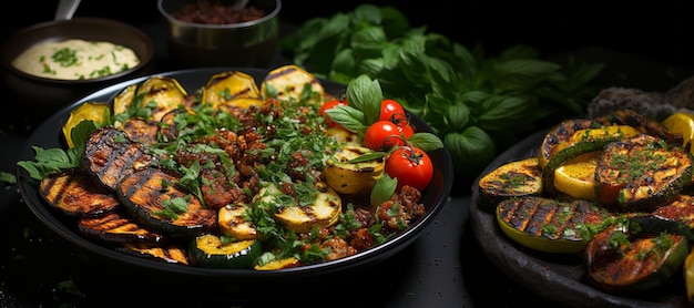 délicieux légumes cuits au four avec de la viande Generative AI