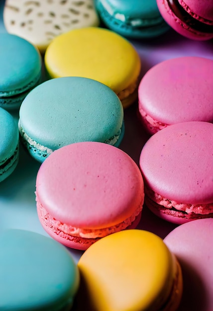 Délicieux macarons colorés illustrés en 3d