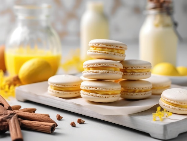 Délicieux macarons maison au citron Generative AI