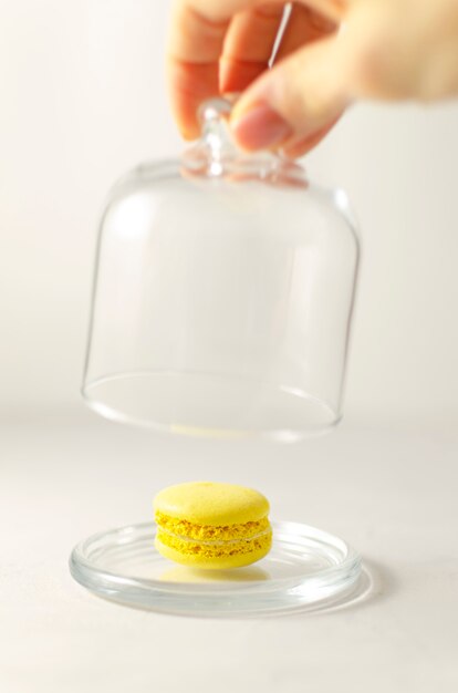 Photo délicieux macarons sur un plateau