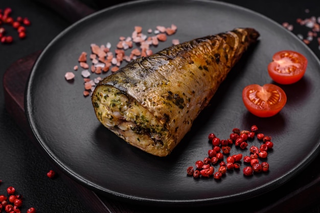 Délicieux maquereau de mer grillé aux épices et herbes salées