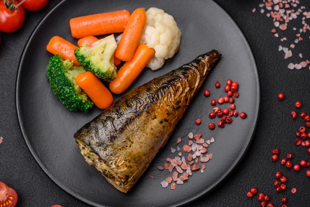 Délicieux maquereau de mer grillé aux épices et herbes salées