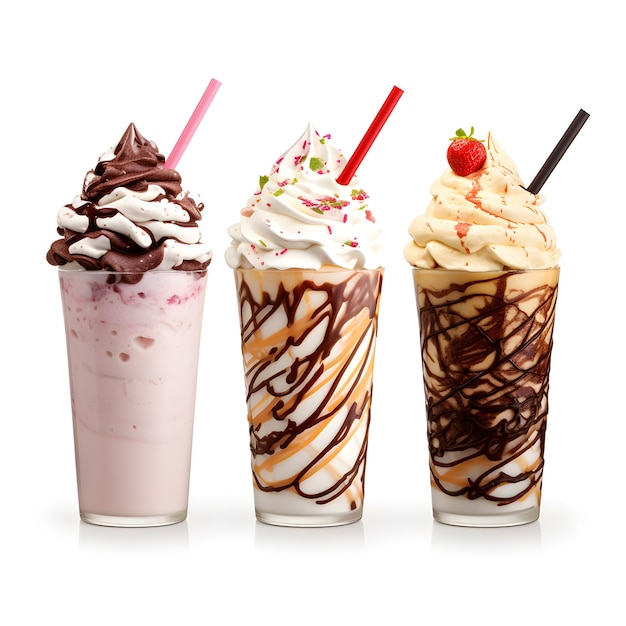 Photo délicieux milkshakes isolés sur blanc