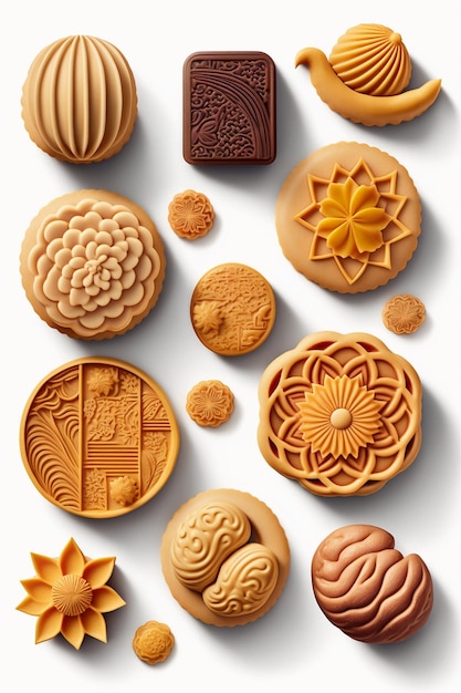 Délicieux Mooncakes chinois isolé sur fond blanc