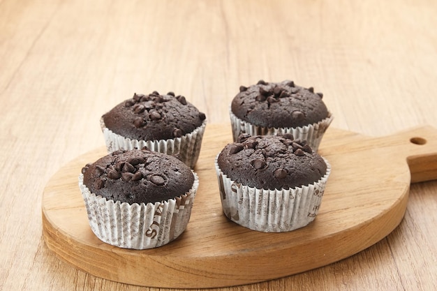 Délicieux muffins au chocolat avec pépites de chocolat