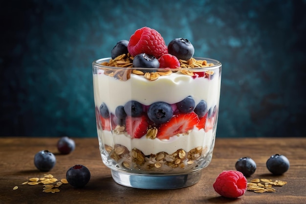 Délicieux parfaits de yogourt avec des fruits et de l'avoine