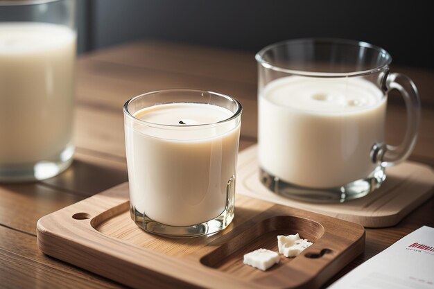 Photo délicieux petit déjeuner boisson au lait nutrition santé boisson préférée papier peint au fond du lait