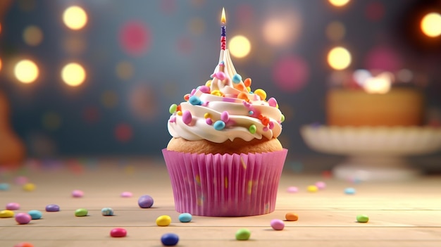 Délicieux petit gâteau d'anniversaire sur table sur fond clair Ai générative