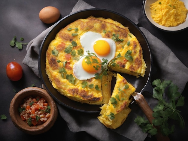 Délicieux plat de brunch avec des œufs ensoleillés et des légumes frais