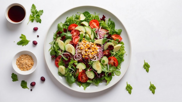 Un délicieux plat de salade sur un fond blanc