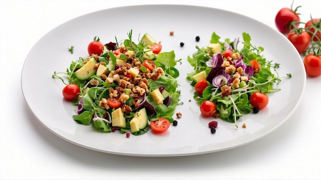 Un délicieux plat de salade sur un fond blanc