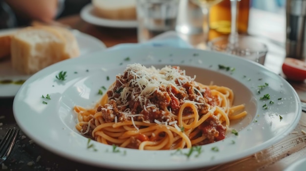 Un délicieux plat de spaghettis bolognais