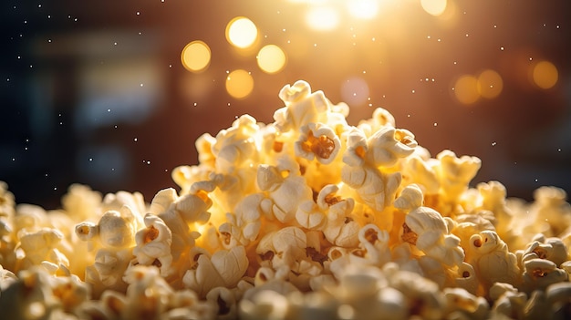 Délicieux pop-corn au beurre sur une assiette générée par l'IA