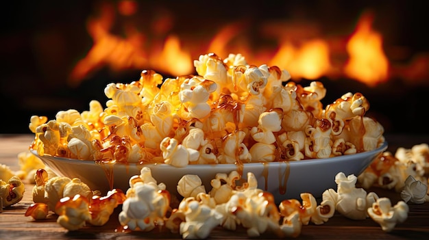 délicieux pop-corn sur la table avec arrière-plan flou