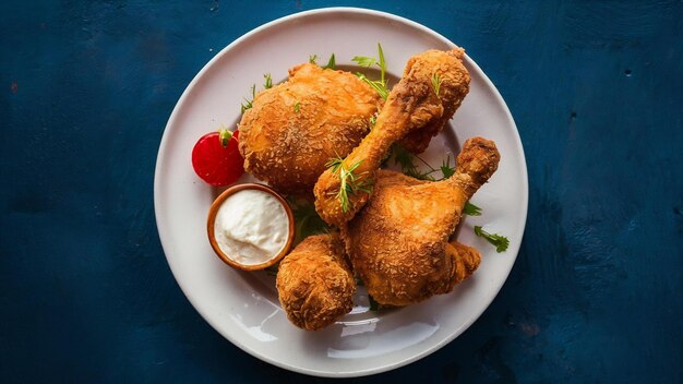 Un délicieux poulet frit sur l'assiette.