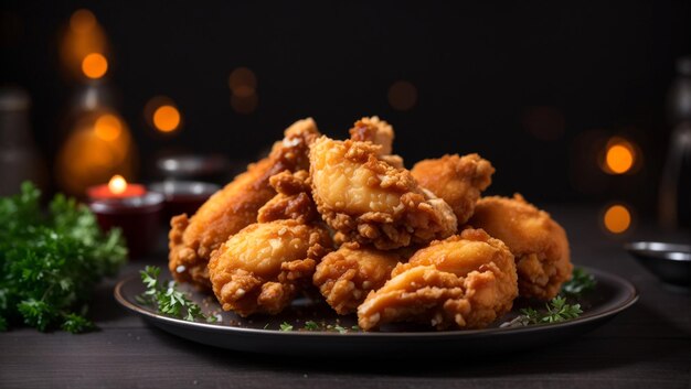 Délicieux poulet frit épicé dans une assiette