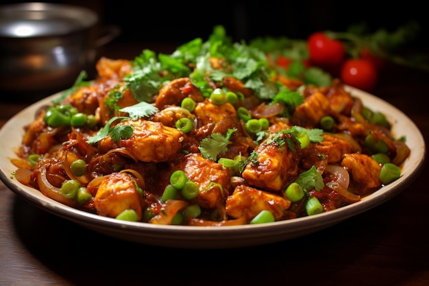 Délicieux poulet Karahi sur une assiette AI