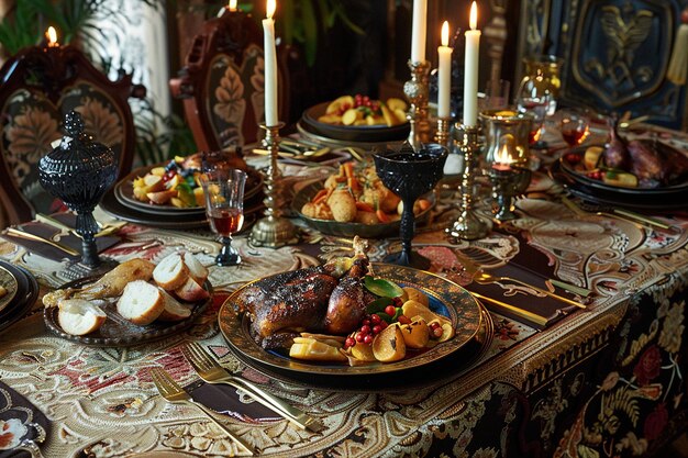 Un délicieux poulet sur la table.