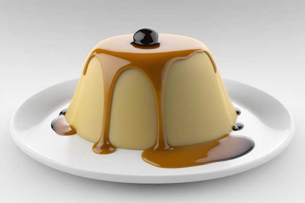 Délicieux pudding à la crème avec sauce au caramel