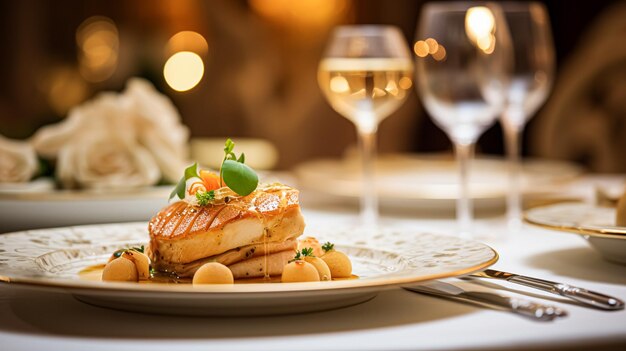 Un délicieux repas de plat principal dans un restaurant de luxe, de la nourriture de mariage, de la restauration et de la cuisine anglaise.