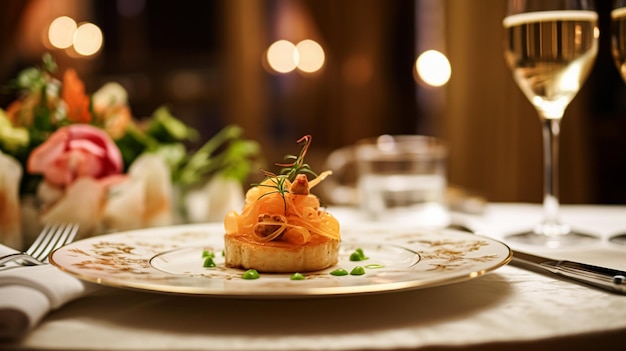 Un délicieux repas de plat principal dans un restaurant de luxe, une restauration de mariage et une cuisine anglaise.