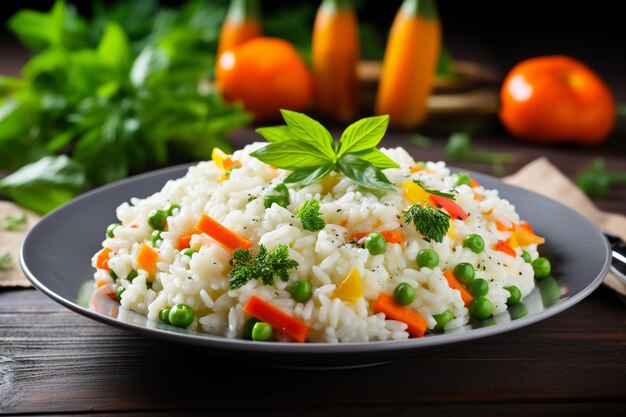 Photo délicieux risotto italien avec des légumes