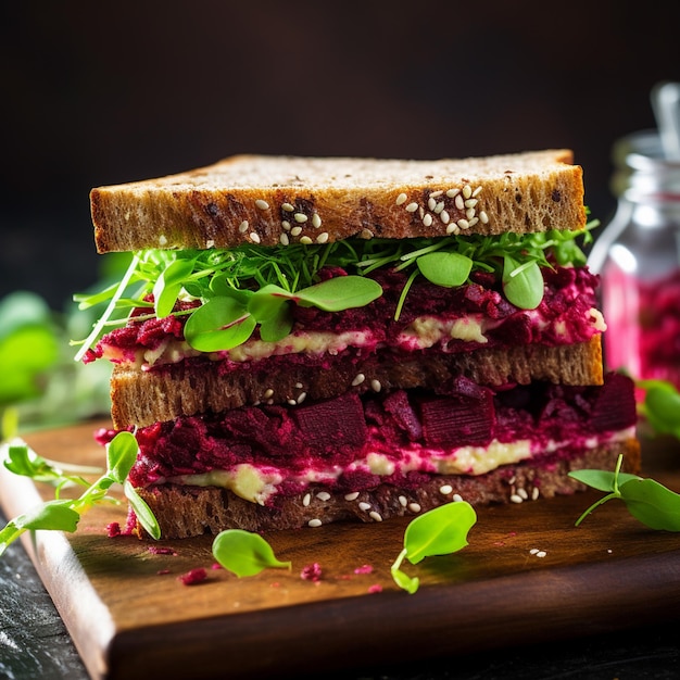 Un délicieux sandwich avec des légumes.