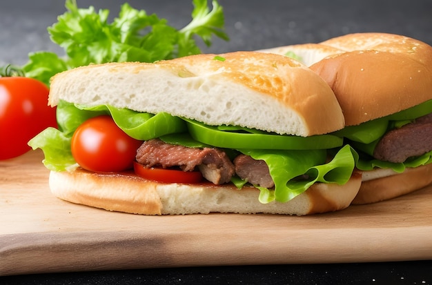 délicieux sandwich à la viande avec tomates gre