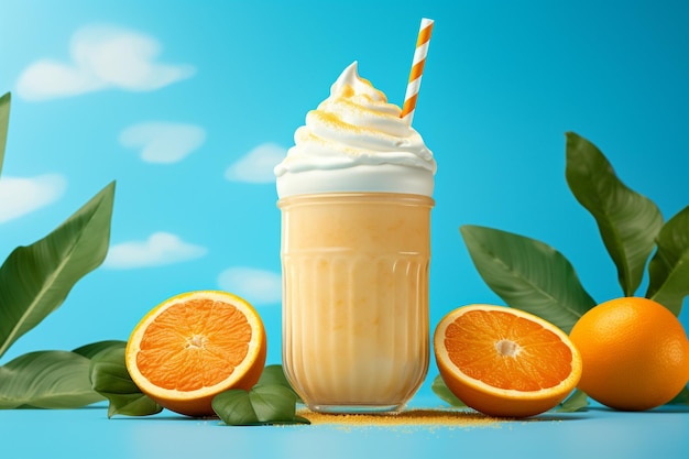 Un délicieux smoothie d'orange à angle bas