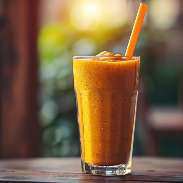 Un délicieux smoothie d'orange sur la table