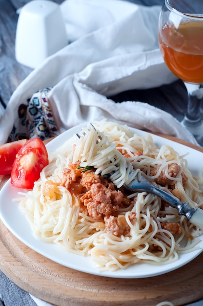 Délicieux spaghetti au bacon