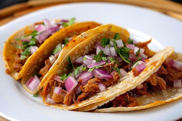 Photo les délicieux tacos de cochinita pibil au goût mexicain