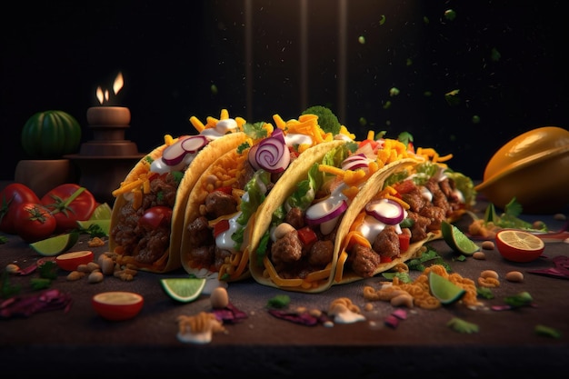 Délicieux tacos mexicains générés par l'IA