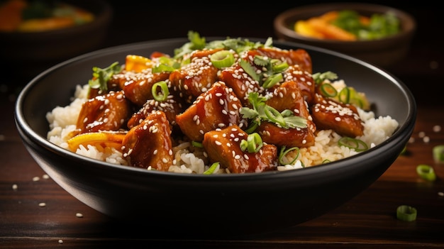 Photo un délicieux teriyaki au poulet