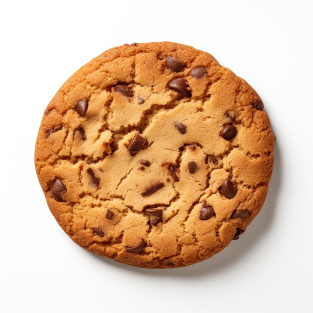 Photo delicious chocolate chip cookie sur fond blanc image isolée d'une délicieuse collation de dessert