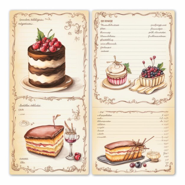 Photo delicious confections une collection de cartes de recettes de pâtisserie 3x5 pour des friandises divines au-delà des gâteaux