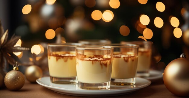 Delicious eggnog avec cannelle et noix de muscade vacances d'hiver boisson traditionnelle atmosphère de Noël