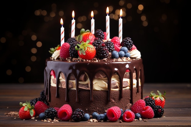 Delicious gâteau d'anniversaire dans le studio