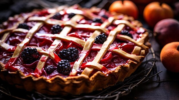 Delicious Homemade Berry Pie avec une belle conception de treillis Image générée par l'IA