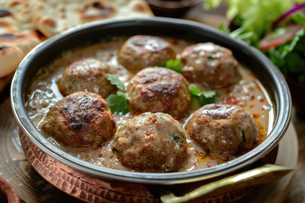 Photo delicious malai kofta curry alternative végétarienne aux boulettes de viande servies avec tandoori roti et