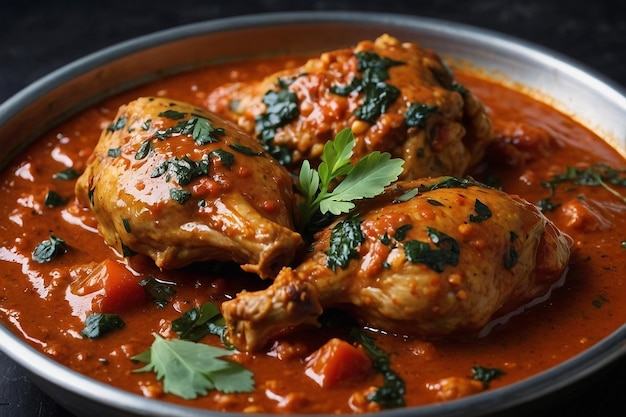 Photo delicious methi chicken with a tomatobased sauce