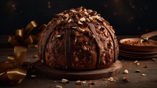 Photo delicious panettone tipico dolce natalizio italiano con (le panettone typique est délicieux et le natalizio italien est doux)