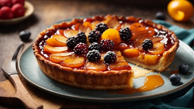 Photo delicious tarte tatin rustique et irrésistible français à l'envers de la tarte aux pommes photographie alimentaire