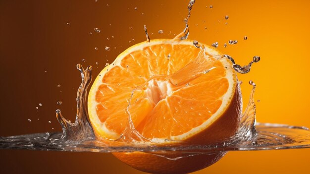 Une demi- tranche fraîche d'orange mûre