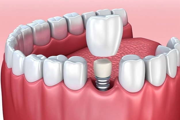 Une dent avec une dent dedans est retirée de la bouche.