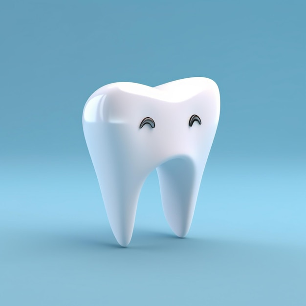 Une dent et un dentifrice sur un fond bleu